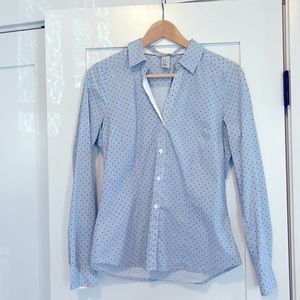 H&M blue polka dot button up dress shirt